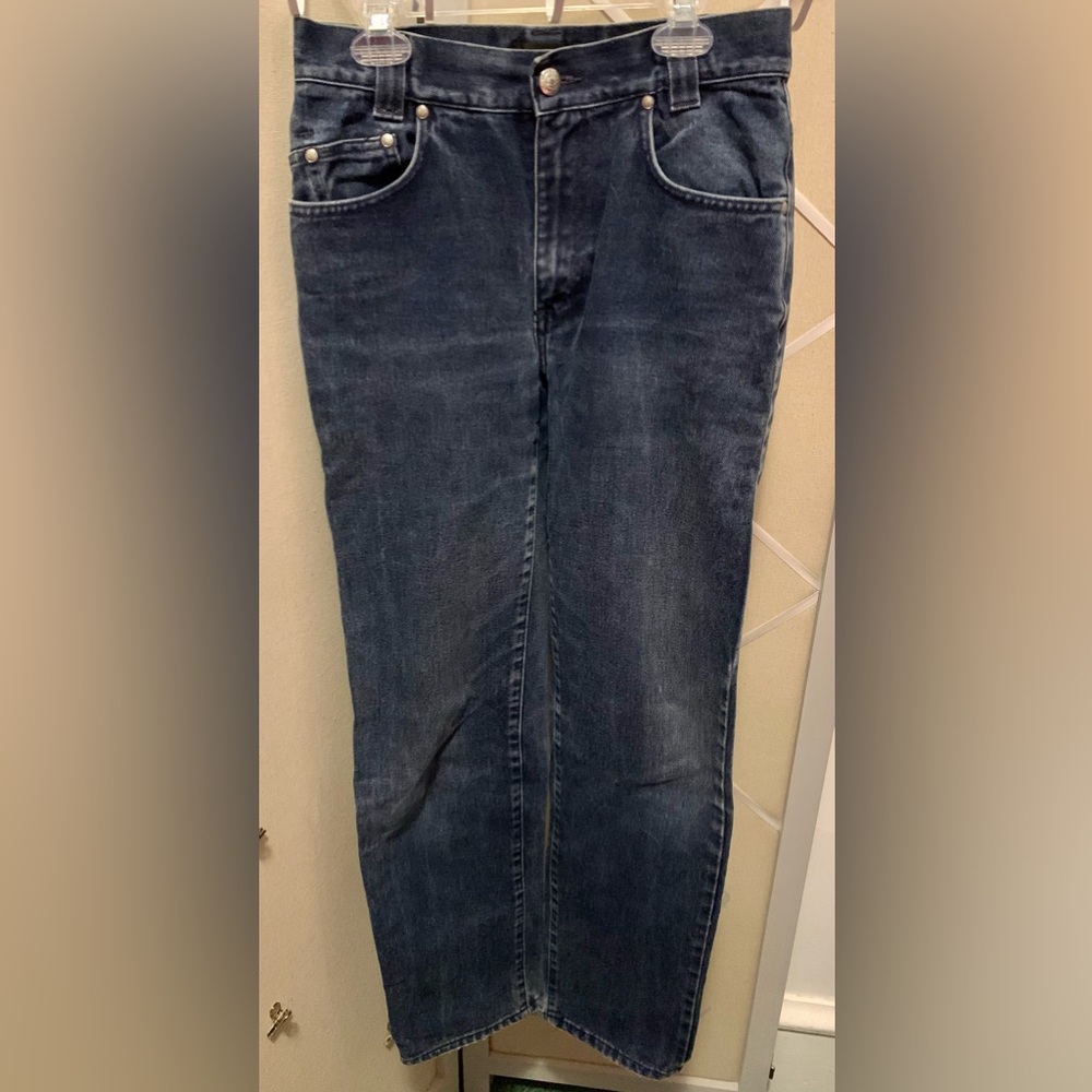 Size 28 Versace Classic V2 Medusa Crystal rock&silver botton Blue straight Jeans